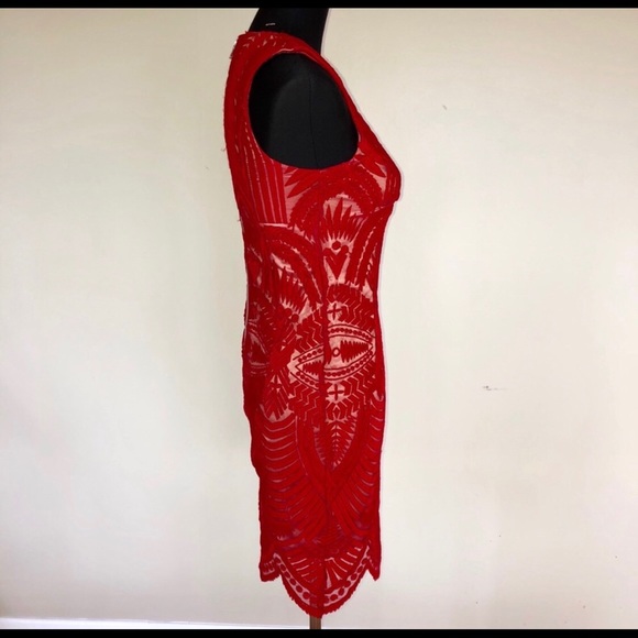 Bardot Revolve Sexy Red Lace Dress Bodicon NWT - Picture 3 of 8